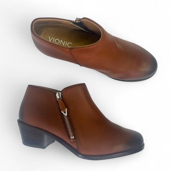 Vionic Women's Jolene Ankle Boot Size 6.5 Mocha Brown Booties Western Block Heel - Picture 12 of 12